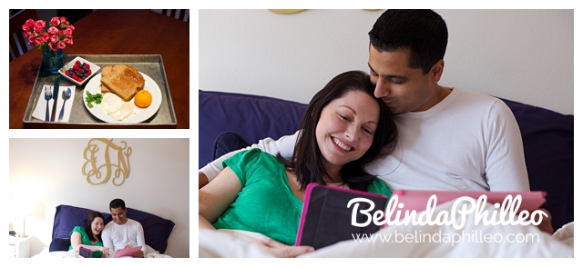 breakfast in bed engagement photos