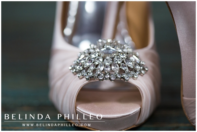 Stunning broach detail on Blush Badgley Mischka Petal Pumps