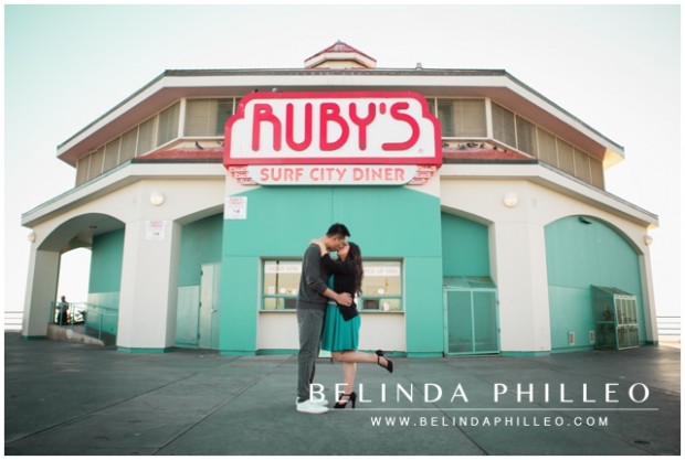 Huntington Beach Engagement Session | Ruby's Diner