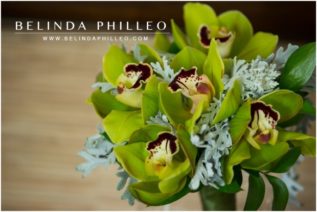 bridesmaid bouquet of orchids and succulents