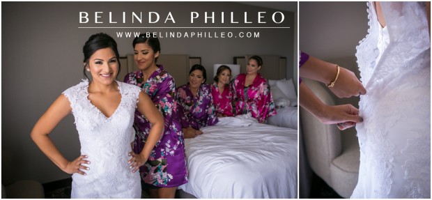 Bride gets ready for her wedding at Anaheim Mariott