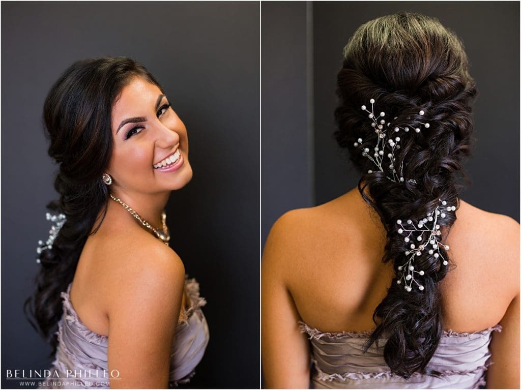 Bridesmaid hair and makeup by Label Me Lindsay bridal team, Los Alamitos, CA. Photo by Belinda Philleo