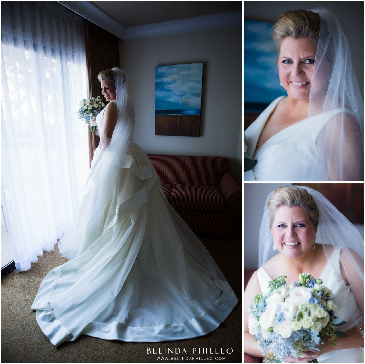 Bridal portraits at Hilton Waterfront Resort in Huntington Beach, CA