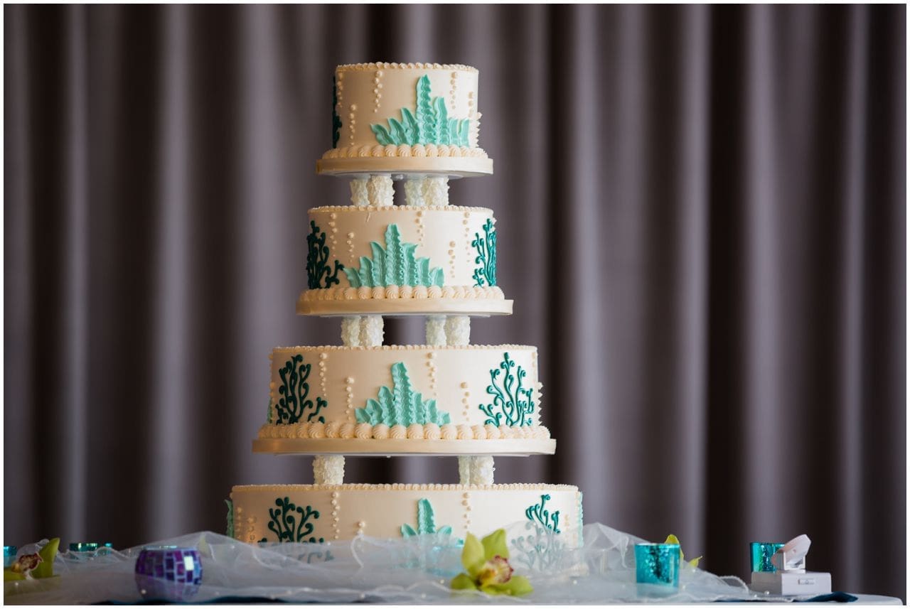 Under the sea themed wedding cake. Wedding at Hotel Maya, Long Beach, CA