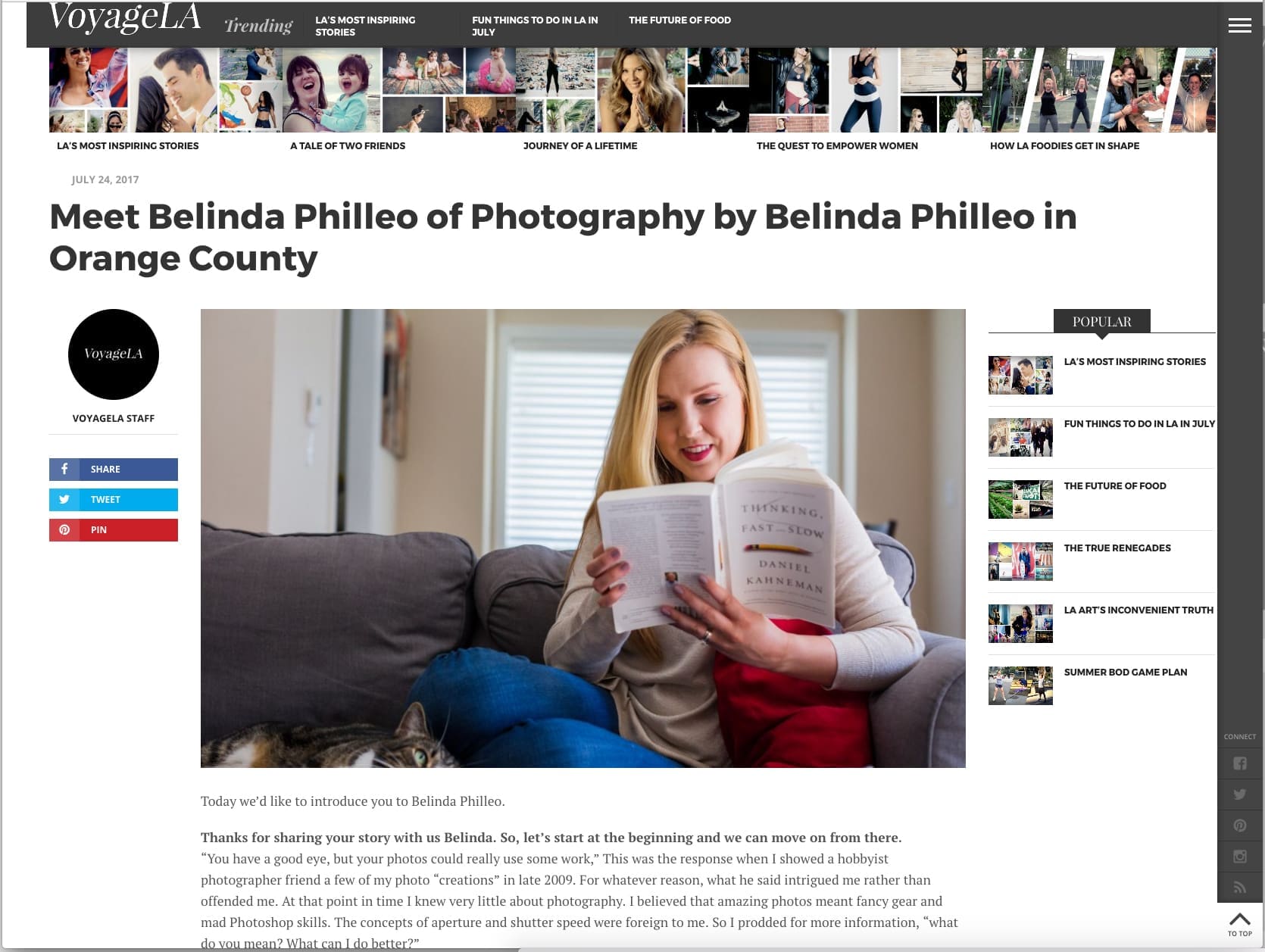 Belinda Philleo featured on Voyage LA Magazine