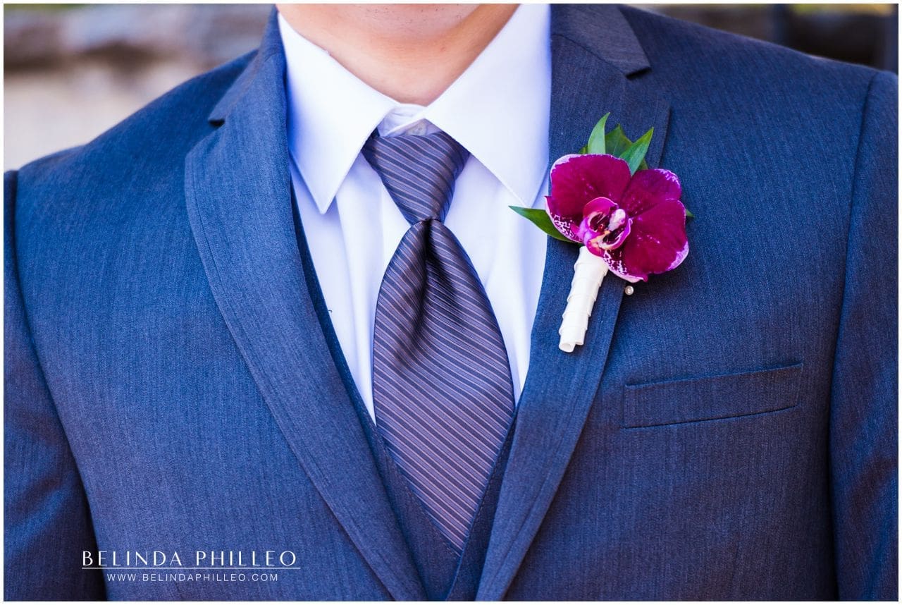 Purple orchid boutonnière