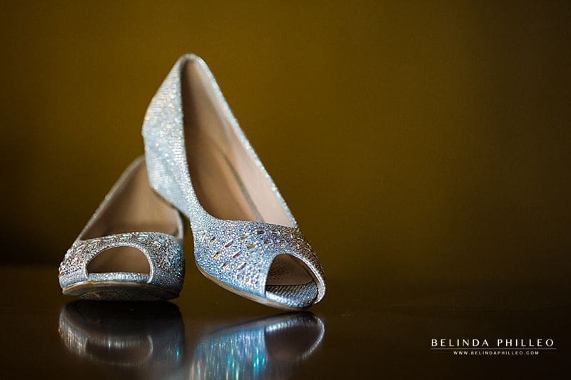 Short heeled wedding shoes with sparkle studs