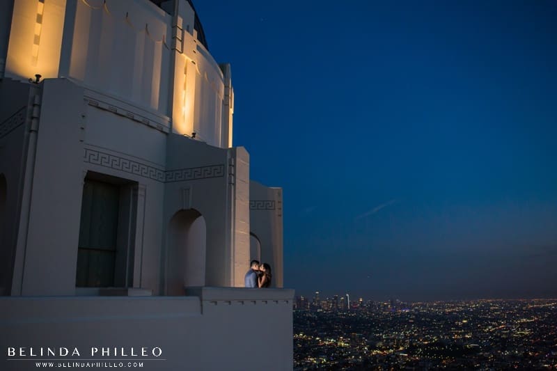 Griffith Observatory engagement photos at night