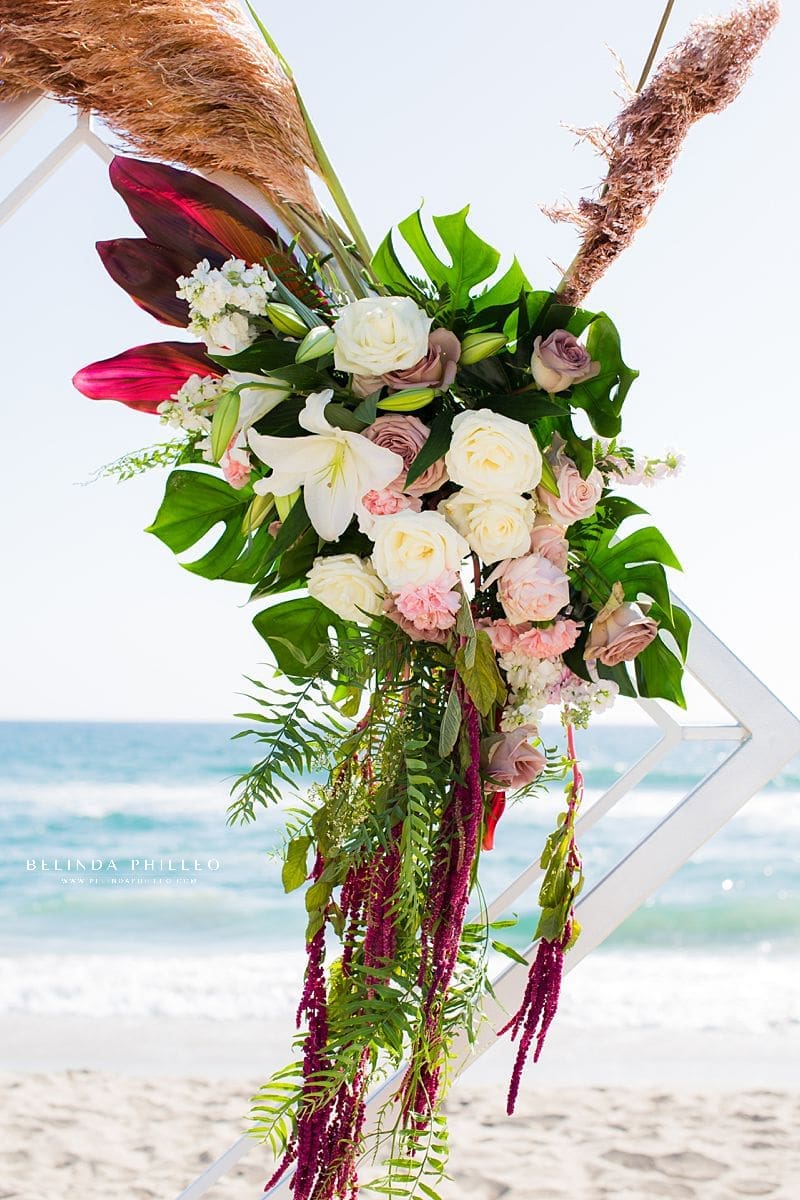tropical florals at Huntington Beach Wedding