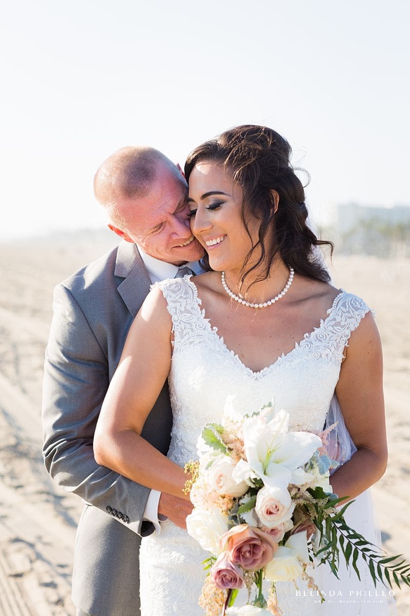 Bride and groom portraits at Huntington Beach wedding