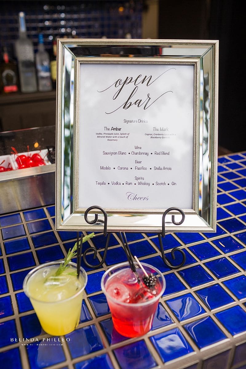Bride and groom signature cocktails by Mr Bee Bartender at Los Angeles River Center & Gardens wedding