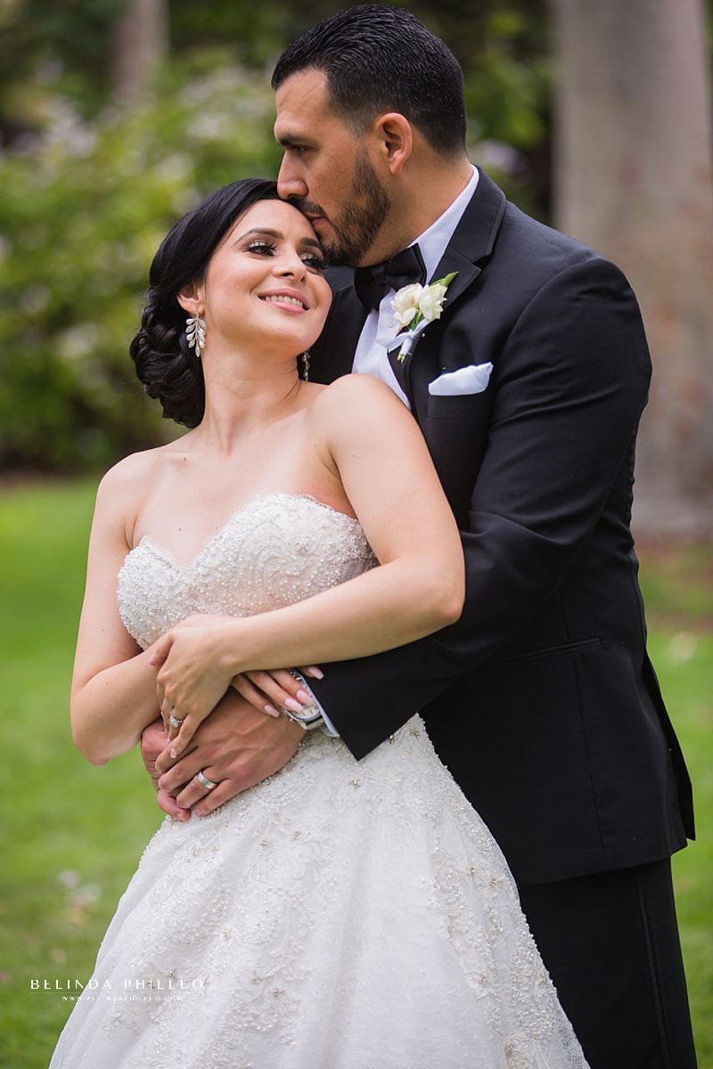 Bride and groom portraits by Belinda Philleo at Los Angeles River Center & Gardens Wedding