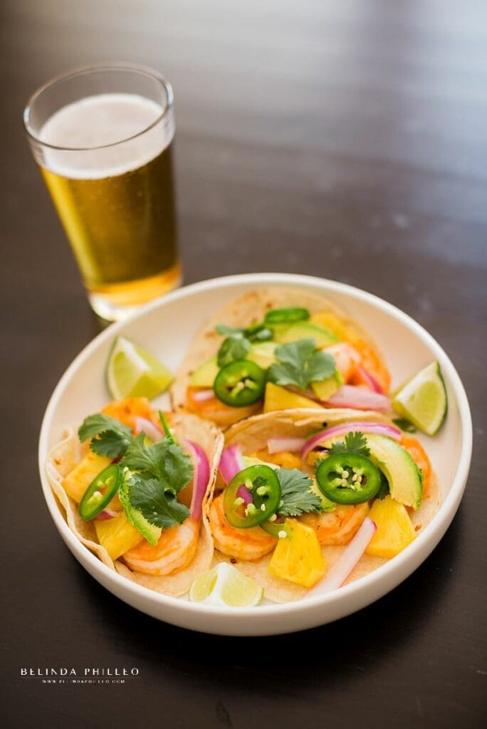 Easy dinner recipes. Shrimp tacos with pineapple recipe from Bon Appetit