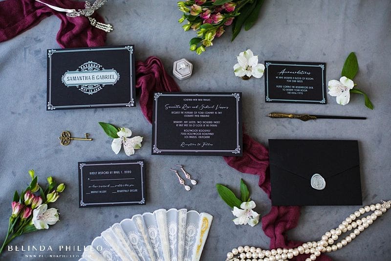 Modern art deco custom wedding invitations by Amira Design in Los Angeles, CA. Photo by Belinda Philleo