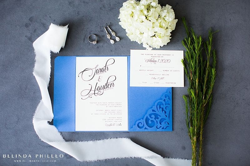 Cornflower Blue custom wedding stationery by Amira Design in Los Angeles, CA. Photo by Belinda Philleo