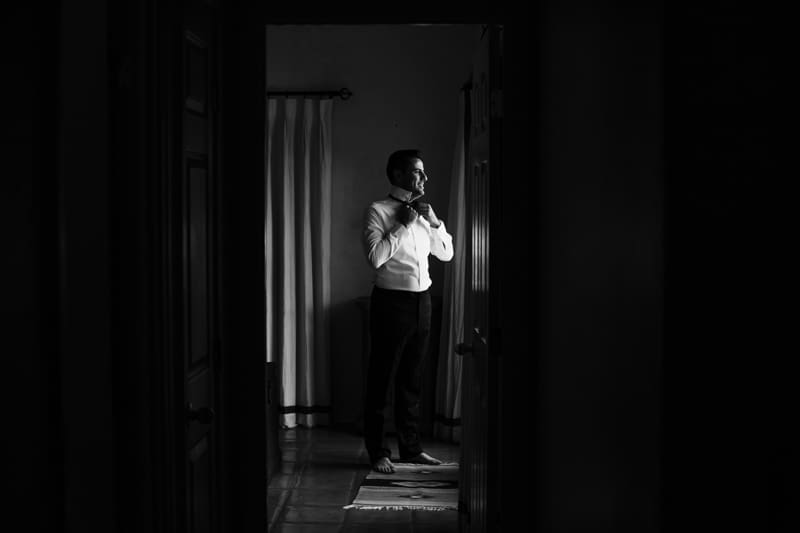 Groom gets ready for his wedding at Hummingbird Nest Ranch