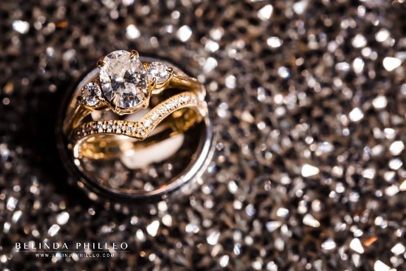 Gold bridal engagement ring set with diamonds