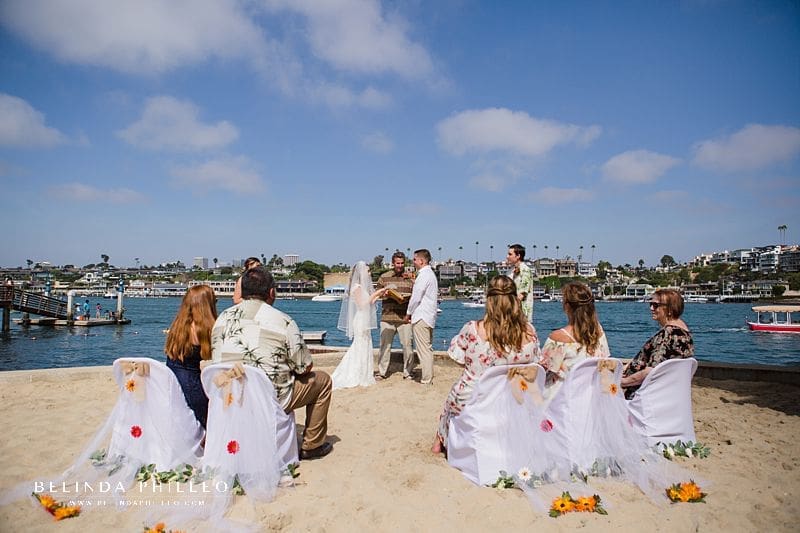 Newport Beach elopement on a private patch of beach in Newport Bay, CA