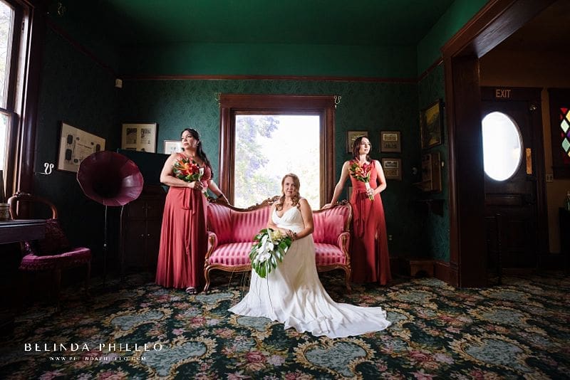 Orange bridesmaid gowns