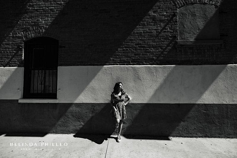 High contrast Black and white portrait in Old Towne Orange.