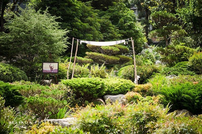 Chuppah at the ceremony site in JACCC garden wedding.