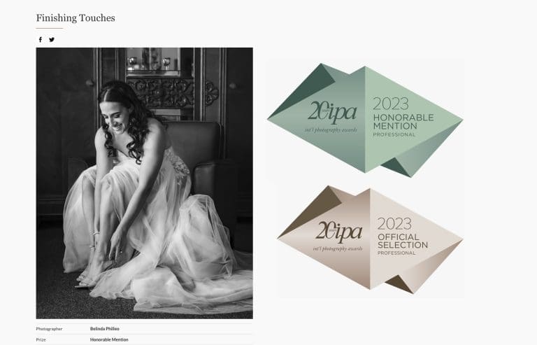 Bridal Portrait Awarded Honorable Mention in International Photography Awards 2023