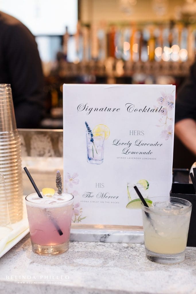 Custom bar menu at Shade Hotel wedding